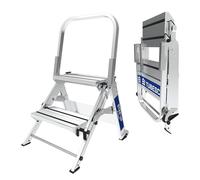 Tubesca Comabi - Marchepied en Aluminium Step UP - Usage Intensif - Pliable pour Gain de Place - Antidérapant - Garde-Corps, Porte-Outils - Charge Max 150kg - 2 Marches