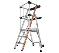 Tubesca Plate-forme escabeau Raptor stable avec garde corps - 3 marches et tablettes