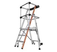 Tubesca Plate-forme escabeau Veloce stable avec garde corps - 3 marches et tablettes