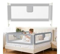 Tubiaz 150CM Barrière de lit pour bébé, Barrière de lit Enfant Protection Contre Les Chutes, Réglable en Hauteur, Barrière de lit avec Filet aéré, Facile à Monter, Gris