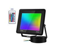 Tubiaz 50W Projecteur LED RGB Exterieur, Couleur Spot LED Extérieur de Jardin 16 Couleurs 4 Modes avec Télécommande, Fonction Mémoir IP66 Etanche Pour Patio Décoratif (Pas de prise)