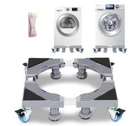 Tubiaz Base de Machine à Laver, Réglable Support de Machine à Laver, Base de Réfrigérateur/Sèche-linge, 8 Pied Solides+4 verrouillables roulettes pivotantes, multifonctionnelle socle réglable 40-68cm