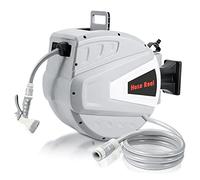 Tubiaz Enrouleur de tuyau d'arrosage, 30 m, montage mural, enrouleur de tuyau d'arrosage, avec retour automatique, rotation à 180 °, pour arrosage du jardin, gris