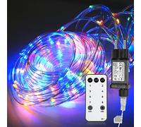 Tubiaz Guirlande lumineuse LED d'extérieur de 10 mètres, 100 LED, étanche, tuyau LED extérieur à intensité variable, fonction mémoire, pour Noël, IP65