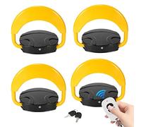 Tubiaz Lot de 4 barrières de parking pliables avec 8 télécommandes, 8 clés fournies - Poteaux de stationnement à 180 ° - Portée de la télécommande : 20 m - Protection IP67