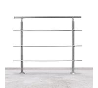 Tubiaz Main courante en acier inoxydable, garde-corps d'escalier avec 3 barres transversales, garde-corps d'entrée pour balcon, escalier intérieur et extérieur (180 cm)