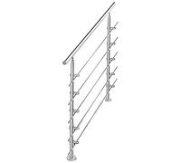 Tubiaz Main courante en acier inoxydable, passe-mains pour escaliers, balcons, 100 cm, avec 5 traverses de 42 mm de diamètre, pour intérieur et extérieur