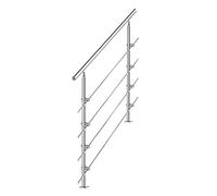 Tubiaz Main courante en acier inoxydable, passe-partout pour escaliers, balcons, 160 cm, avec 4 traverses de 42 mm de diamètre, pour intérieur et extérieur