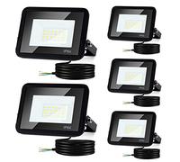 Tubiaz Projecteur LED Exterieur, 5PCS 20W Lampe de Sécurité Super Lumineux 1700LM 6000K Blanc Froid, IP66 Etanche Projecteur de Paysage Extérieur pour Garage Cour Patio (Sans prise)