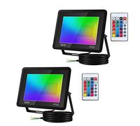 Tubiaz Projecteur LED RGB Exterieur, 50W RGB Spot LED de Couleurs 16 Couleurs 4 Modes avec Télécommande, Fonction Mémoir IP66 Etanche Pour Paysager,Décoratif(2 Pack, Pas de prise)