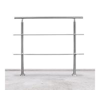 Tubiaz Rampe d’escalier en acier inoxydable, garde-corps d'escalier avec 2 barres transversales, garde-corps d'entrée pour balcon, escalier intérieur et extérieur (100 cm)