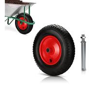 Tubiaz Roue de brouette, Roue de Rechange Gonflable 4.80/4.00-8 - Ø 390 mm avec essieu,Charge maximale 200 kg, caoutchouc pneu gonflable Idéal pour diable, chariot, Noir/Rouge