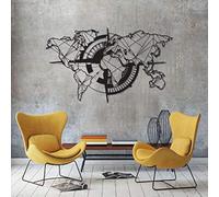 Tubibu Art mural moderne 100% métal - Carte du monde métallique - Taille : 58 x 99 cm - Carte de la vie, décoration murale en métal,