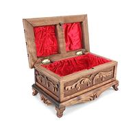 Tubibu Boîte à Bijoux en Noyer Trésor Secret Magique Fait Main avec Bouton Caché 25cmx15cmx12cm (10"x6"x5")