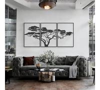 Tubibu Décoration murale en forme d'arbre de vie, tableau en métal noir, décoration murale pour la maison, autocollant mural 3D, décoration moderne, images pour la maison, bureau, chambre à coucher