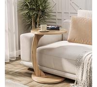 Tubibu MDF - Petite table d'appoint ronde en forme de C - Plateau de rangement pour canapé et canapé avec roulettes - Table de rangement, plateau rond (AOK)