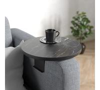 Tubibu Plateau de canapé réglable avec porte-gobelet, design spécial avec support en métal pratique, étagère pour ensemble de sièges, diamètre 35 cm, noir marbré