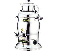 Tubibu Samovar Machine à thé turque électrique en acier inoxydable 220 V avec prise européenne (argent, 10 litres)