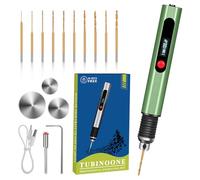 TUBINOONE Mini perceuse électrique sans fil à 3 vitesses, rechargeable avec 10 petits forets pour la fabrication de bijoux, pierre, plastique, résine, porte-clés, adapté aux débutants (vert olive)