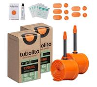 Tubolito CX/Gravel Lot de 2 valves Presta 700C x 32-50 mm, légère, solide et compacte | Compatibilité des jantes et freins à disque (700 x 32-50 mm, valve Presta noire 42 mm)