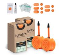 Tubolito Road 700C x 18-32 mm Tube | Léger, solide et compact | Compatibilité jantes et freins à disque | 2 protections anti-crevaison (700 x 18-32 mm, valve Presta 42 mm (lot de 2))