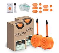 Tubolito Road 700C x 18-32 mm Tube | Léger, solide et compact | Compatibilité jantes et freins à disque | 2 protections anti-crevaison (700 x 18-32 mm, valve Presta 60 mm (lot de 2))