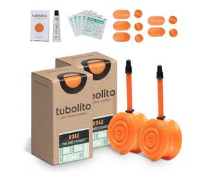 Tubolito Road 700C x 18-32 mm Tube | Léger, solide et compact | Compatibilité jantes et freins à disque | 2 protections anti-crevaison (700 x 18-32 mm, valve Presta 60 mm (lot de 2))