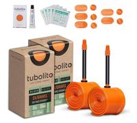Tubolito Tubo-CX/Gravel Lot de 2 chambres à air en TPU 700 C x 32-50 mm, valve Presta noire de 60 mm | Léger, solide et compact | Butyl double résistance | Compatibilité jantes et freins à disque