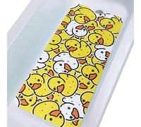 Tubozadi Tapis de Bain antidérapant pour Enfants et bébés - 101,6 x 40,6 cm - Extra Long - Tapis de Bain antidérapant pour Tout-Petits avec ventouses et Trous de Drainage, Canard Jaune