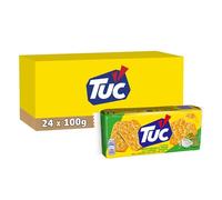 TUC - 24 Paquets de Tuc Goût Crème Oignon 100g - Crackers Croustillants - Format Pratique à Emporter - Lot de 24x100g