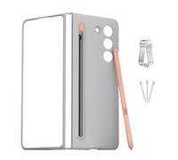 TUCANA Slim S Pen & Phone Case Combo Compatible avec Galaxy Z Fold5, fente de rangement et support pour Slim S Pen Fold Edition sans Bluetooth + 2 embouts (gris sable)