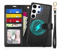 TUCCH Coque pour Galaxy S25 Ultra 5G, 2 en 1 Amovible Housse Simili Cuir Etui Folio à Clapet Dragonne [Blocage RFID] Portefeuille Support Protection pour Galaxy S25 Ultra (6,9" 2025) - Noir Texturé