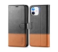 TUCCH Coque pour iPhone 12, Etui [RFID Blocage] Portefeuille TPU Housse Clapet Antichoc Cuir Synthétique Protection Fonction Support Fente Carte pour iPhone 12/12 Pro (6,1 Pouces, 2020) - Noir & Brun