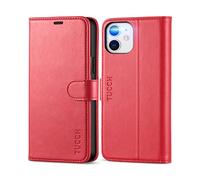 TUCCH Coque pour iPhone 12 Pro, Etui iPhone 12 [RFID Blocage] Portefeuille, Antichoc TPU Housse Cuir Synthétique de Protection Support Fentes Cartes pour iPhone 12/12 Pro (6,1 Pouces, 2020) - Rouge