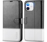 TUCCH Coque pour iPhone 12 Pro, Etui iPhone 12 [RFID Blocage] Portefeuille, Housse Antichoc Housse Simili Cuir Protection Support Fentes Cartes pour iPhone 12/12 Pro (6,1 Pouces, 2020) - Noir & Blanc