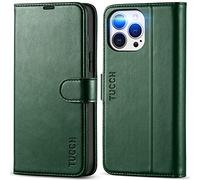 TUCCH Coque pour iPhone 13 Pro Max 5G, Etui Cuir Synthétique Antichoc TPU [RFID Blocage] Portefeuille, Fonction Stand Fermoir Aimanté Compatible avec iPhone 13 Pro Max (6,7 Pouces, 2021) - Vert Nuit