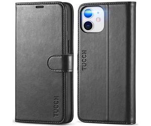 TUCCH Etui Coque pour iPhone 12 Mini, Antichoc TPU Housse iPhone 12 Mini Cuir Synthétique Portefeuille Etui [RFID Blocage] [Béquille] [Fentes pour Cartes] [Magnétique] Coque pour iPhone 12 Mini - Noir