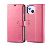 TUCCH Etui Coque pour iPhone 13 5G, Antichoc TPU Housse iPhone 13 Cuir PU Portefeuille Etui [RFID Blocage] [Béquille] [Fentes pour Cartes] Coque pour iPhone 13 (6,1 Pouces) - Rose