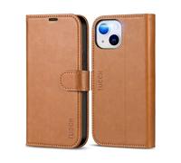 TUCCH Etui Coque pour iPhone 13 5G, Antichoc TPU Housse iPhone 13 Cuir PU Portefeuille Etui [RFID Blocage] [Béquille] [Fentes pour Cartes] Coque pour iPhone 13 (6,1 Pouces) - Brun Clair
