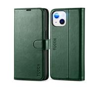 TUCCH Etui Coque pour iPhone 13 5G, Antichoc TPU Housse iPhone 13 Cuir PU Portefeuille Etui [RFID Blocage] [Béquille] [Fentes pour Cartes] Coque pour iPhone 13 (6,1 Pouces) - Vert Nuit
