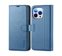 TUCCH Etui Coque pour iPhone 13 Pro, Antichoc TPU Housse iPhone 13 Pro Cuir PU Portefeuille Etui [RFID Blocage] [Béquille] [Fentes pour Cartes] Coque pour iPhone 13 Pro (6,1 Pouces) - Bleu Clair