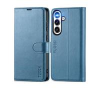 TUCCH Etui pour Galaxy S24 Plus 5G, Coque en Cuir Synthétique, Housse TPU [RFID Blocage] Portefeuille Protection Complète Cartes Fonction Support pour Galaxy S24+ Plus (6.7", 2024) - Bleu Clair