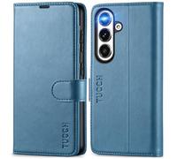 TUCCH Etui pour Galaxy S25 5G, Coque Cuir Synthétique Housse Clapet [RFID Blocage] Portefeuille Protection Complète Emplacements de Cartes Fonction Support Bureau pour Galaxy S25 6,2" - Bleu Clair