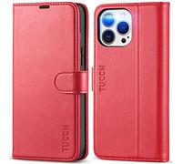 TUCCH Etui pour iPhone 13 Pro Max, Coque [RFID Blocage] Portefeuille Housse Cuir Synthétique Support Protection Intégrale Fermoir à Aimant Compatible avec iPhone 13 Pro Max (6,7 Pouces, 2021) - Rouge