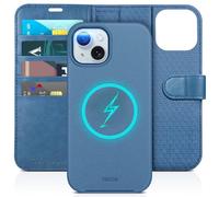 TUCCH Etui pour iPhone 15 5G, Coque 2-en-1 Détachable Chargement Sans Fil Induction Portefeuille Antichoc [Blocage RFID] Simili Cuir Béquille Protection Robuste pour iPhone 15 (6,1" 2023) - Bleu Clair