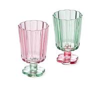 TUCHACA Lot de 2 verres à boire en forme de pétale pour jus, crème glacée, cocktails. 2 couleurs (rose et vert)