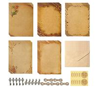 Tucireat 20 Feuilles Papier a Lettre Vintage 10 Enveloppes Kraft Papier à Lettre Enveloppe Vintage Papier a Lettre Papier Vintage Papier Vieilli pour Invitation de Mariage Cartes de Vœux