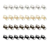 Tucireat 32 Pièces Chaîne Porte-Clés Key Fob Hardware Wristlet Sets Matériel de Porte-Clés Quincaillerie Golden Hardware Artisanat avec Porte-clés pour Lanière Ruban Tissu, Or/Argent/Noir/Bronze