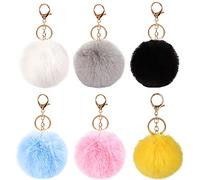 Tucireat Porte Clef Femme 6 Pièces Clé Pompon Porte-Clés de Pompons Voiture Ponpon Clés, Multicolore, 8cm, (TUC-0175)