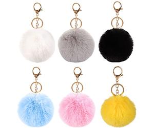 Tucireat Porte Clef Femme 6 Pièces Clé Pompon Porte-Clés de Pompons Voiture Ponpon Clés, Multicolore, 8cm, (TUC-0175)